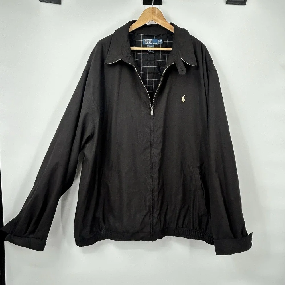 Polo Ralph Lauren Jacket Mens 3XLT Black Harrington Full Zip Tall Pony Logo